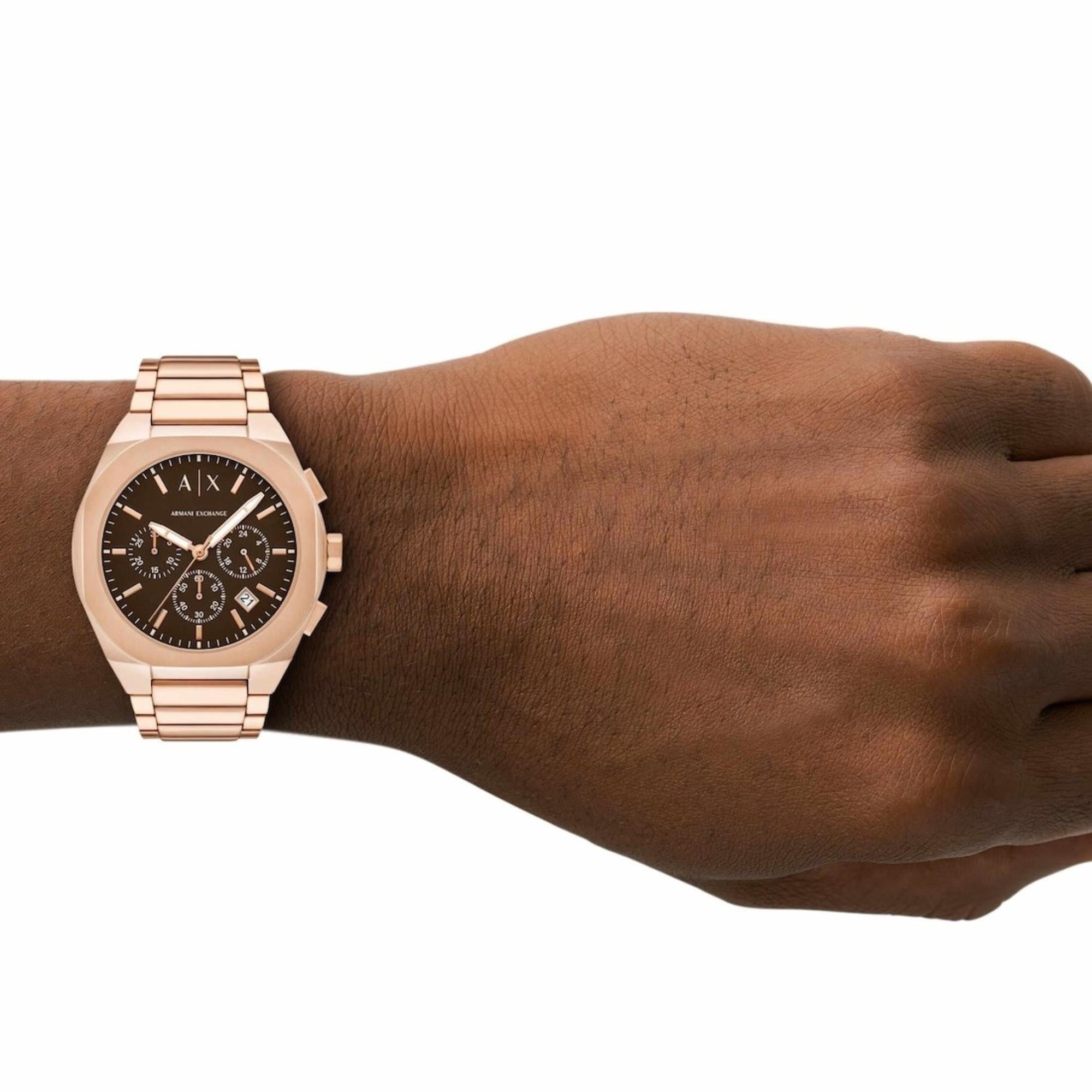 Armani Exchange Sync 42mm Chronograph Brown Dial Steel Mens Quartz Watch AX4188