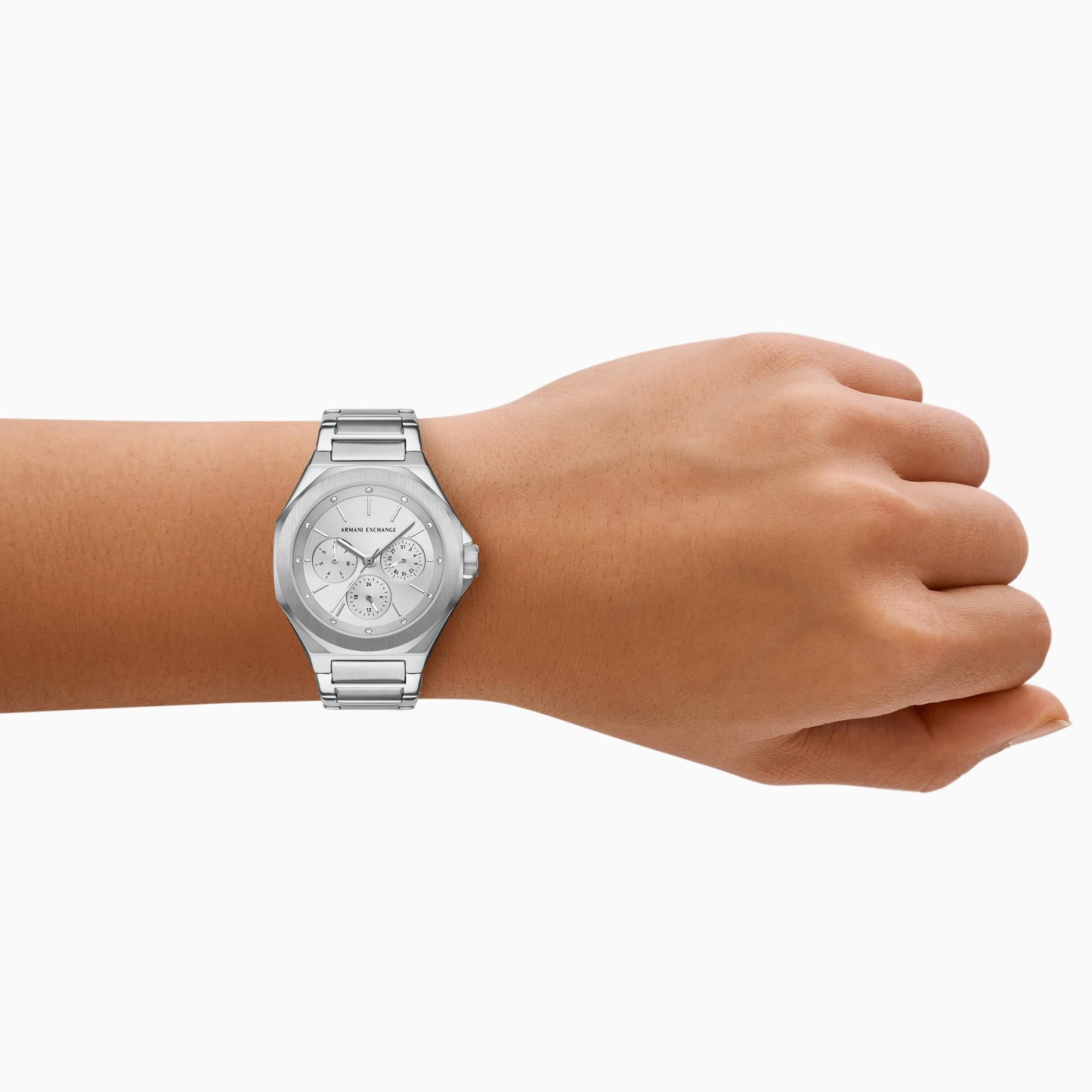 Armani Exchange Sync 36mm Chronograph Silver Dial Steel Ladies Quartz Watch AX4622
