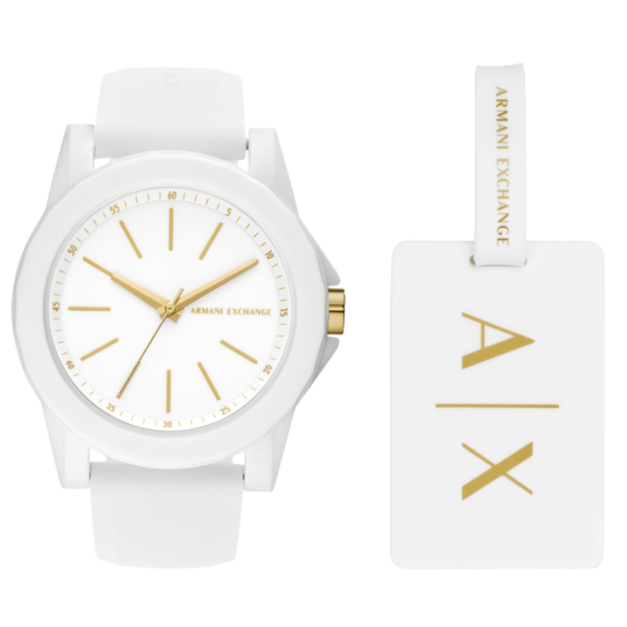 Armani Exchange Banks 40mm White Dial Silicone Ladies Quartz Watch AX7126