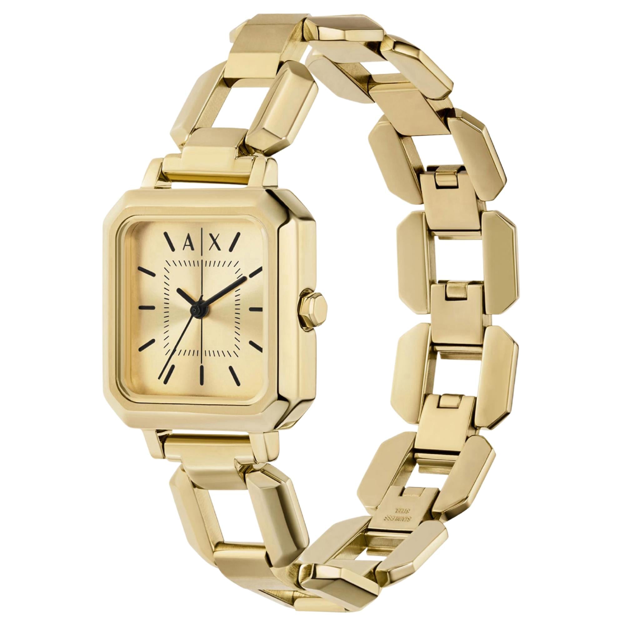 Armani Exchange Leila 26mm Gold Dial Steel Ladies Quartz Watch AX5721
