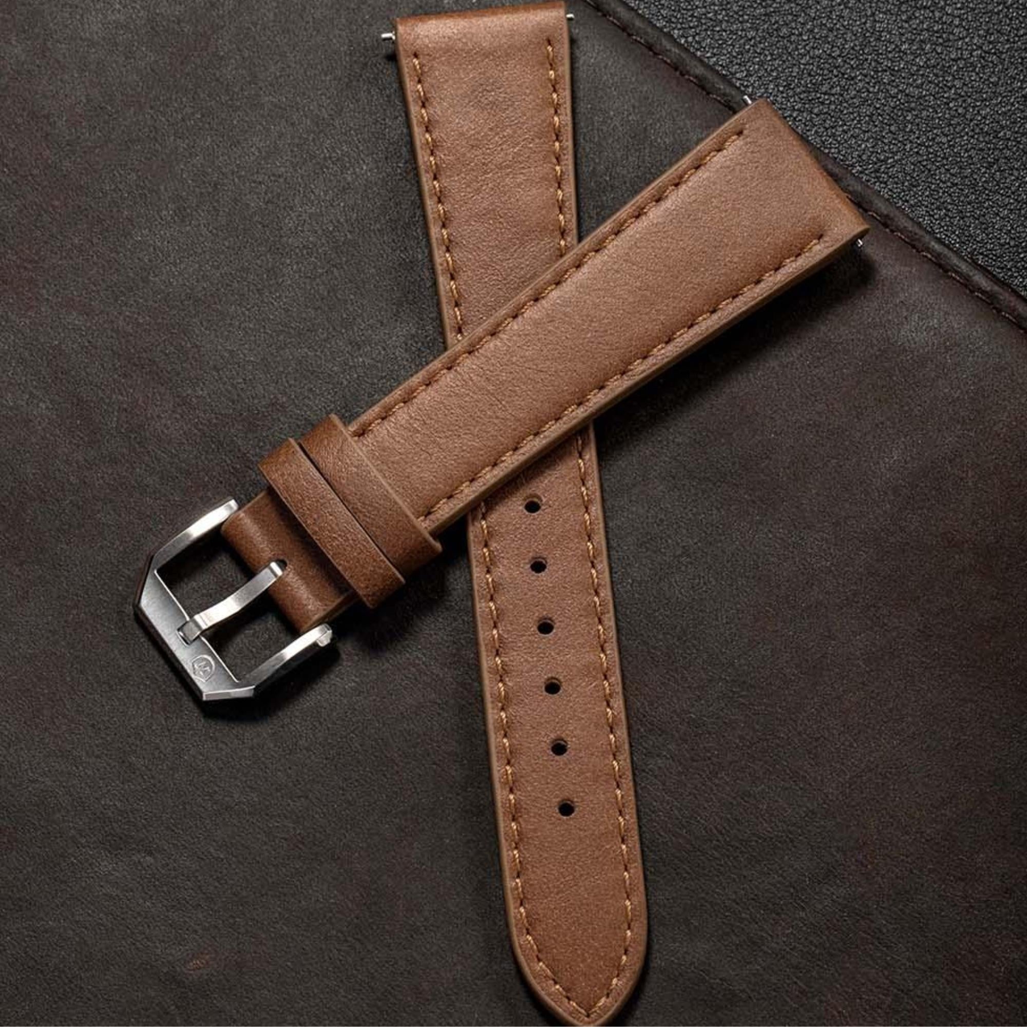 Nivada Grenchen 20mm Brown Leather Strap NZ16AB