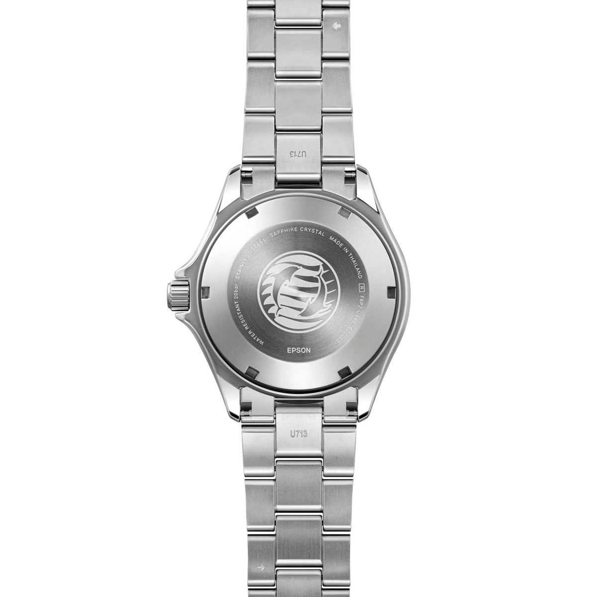 Stainless steel bracelet with solid end links fitted to the Orient Mako GMT RA-BC0003L30B