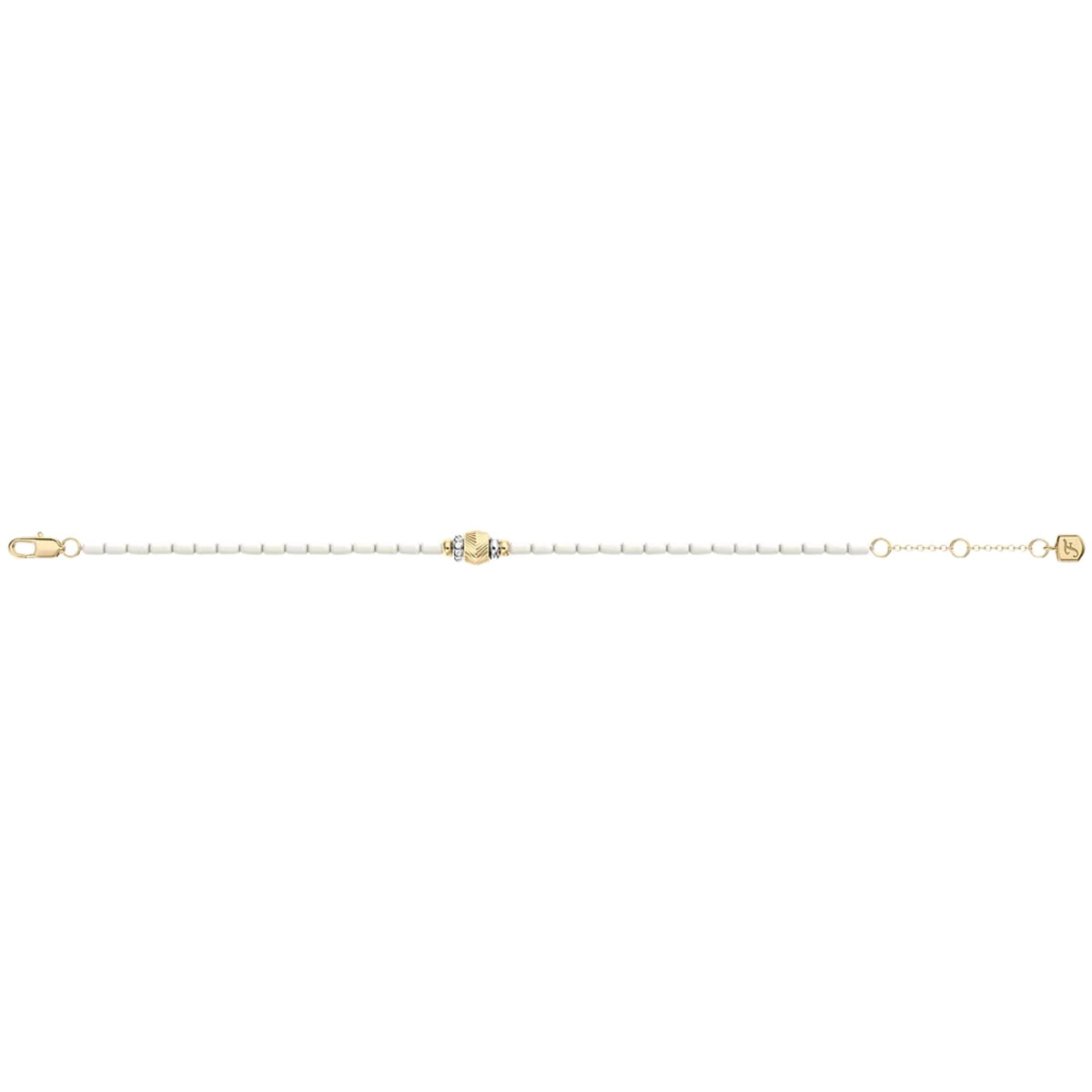 Fossil Harlow Rondelles White Acrylic Pearl Steel Station Ladies Bracelet JF04994998