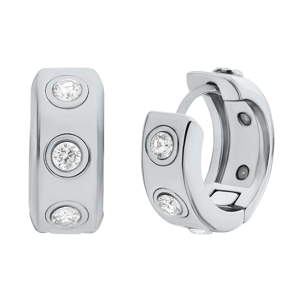 Michael Kors Brilliance Silver Pavé Logo Huggie Ladies Earrings MKJ8652040