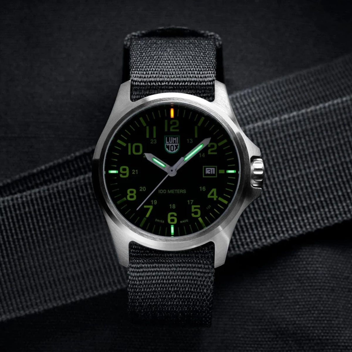 Luminox G-Collection 'Moon Valley' 2500 Series 43mm Black Dial Nylon Mens Quartz Watch X2.2517