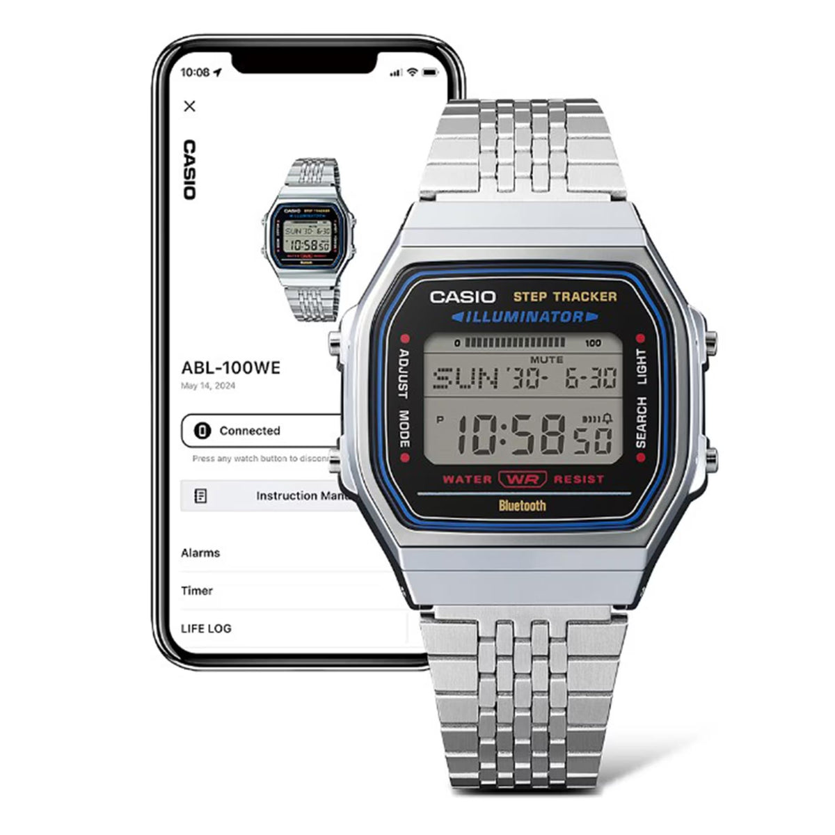 Casio Vintage 38mm Digital Steel Mens Quartz Watch ABL-100WE-2AEF