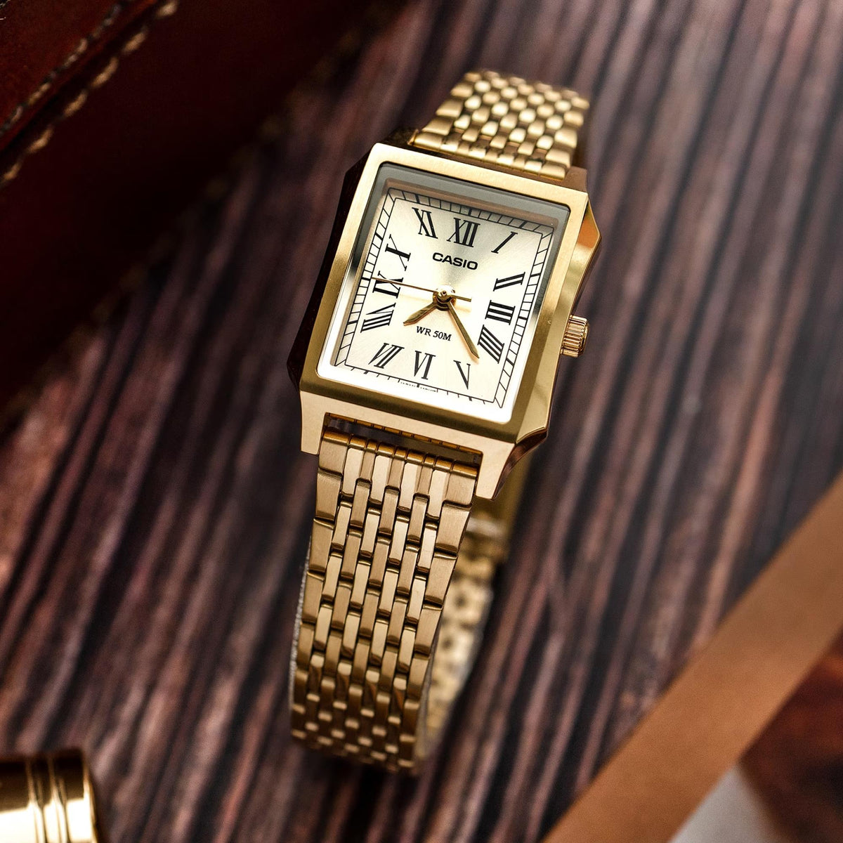 Casio Timeless 23.5mm Gold Dial Steel Ladies Quartz Watch LTP-B190G-9BVER