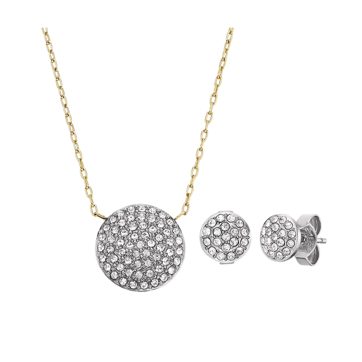 Fossil Ellis Glitz Steel Pendant Ladies Necklace JF04815SET