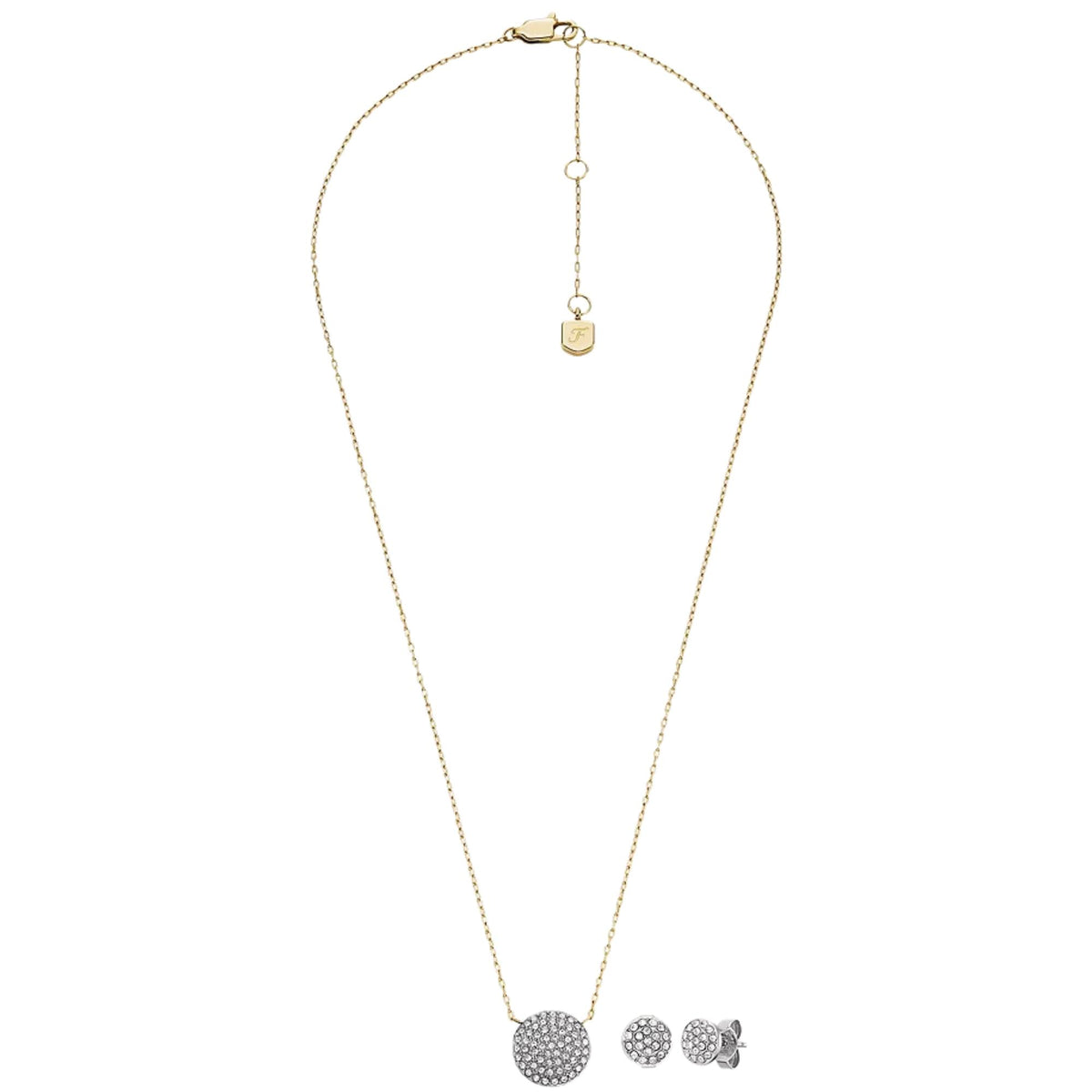 Fossil Ellis Glitz Steel Pendant Ladies Necklace JF04815SET