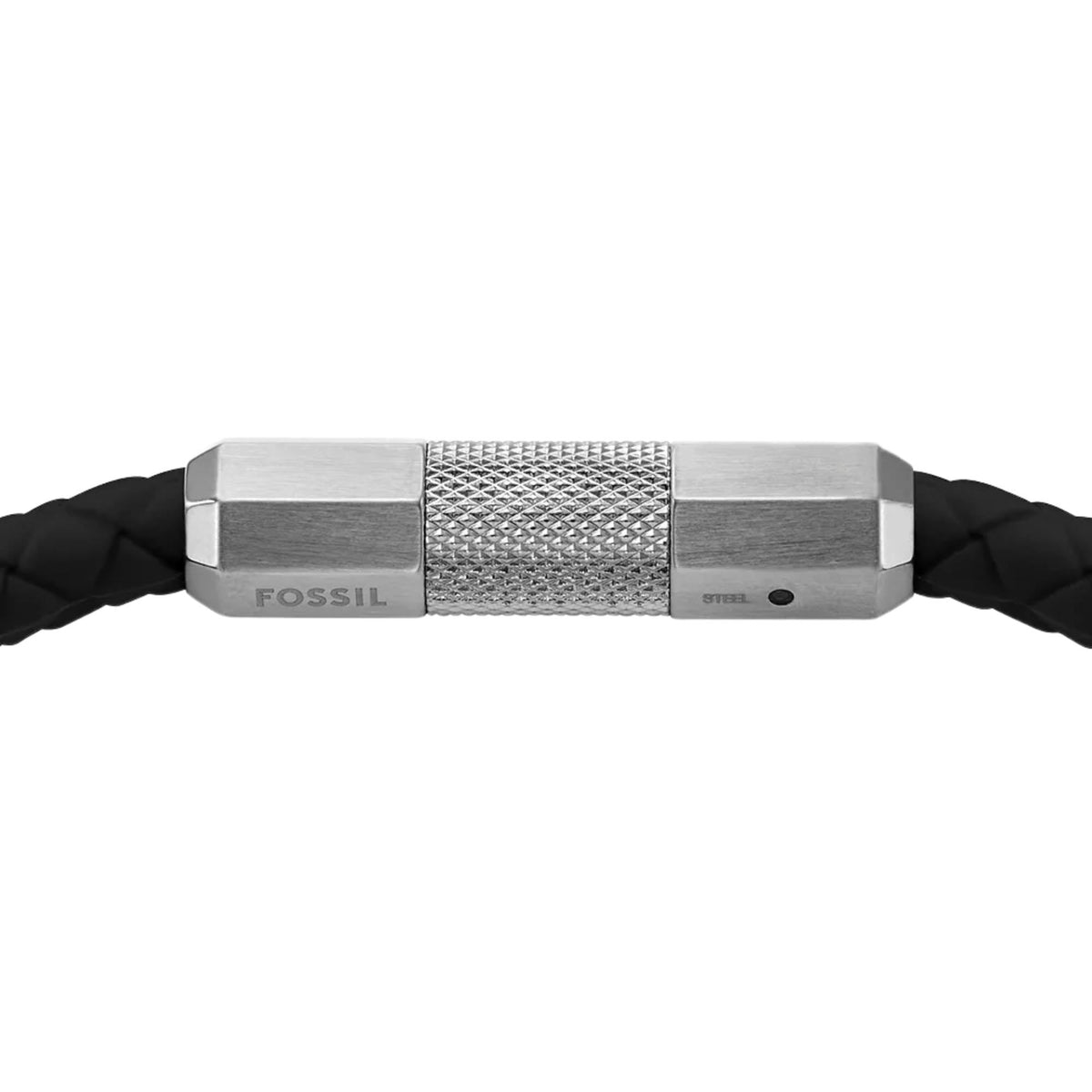 Fossil Machine Knurled Silver Steel Mens Bracelet JF04884040