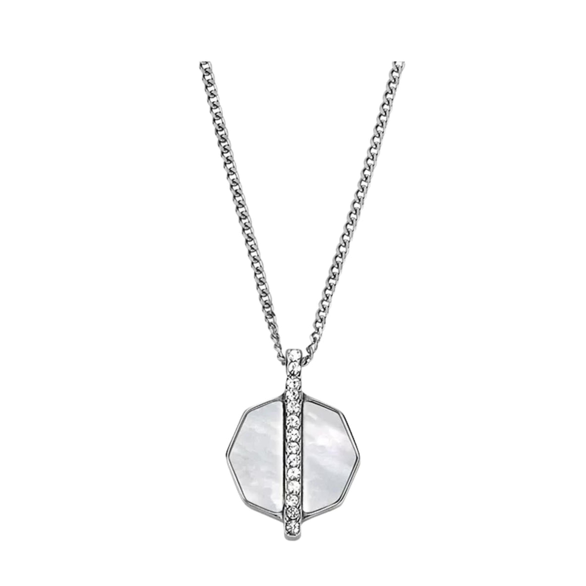 Fossil Merrit Timeless Mother of Pearl Steel Ladies Necklace JF04909040