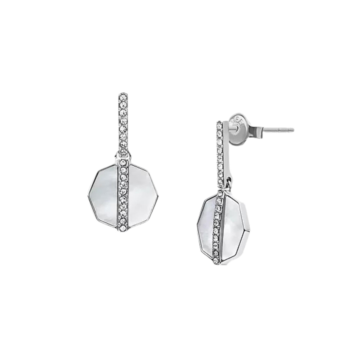 Fossil Merrit Timeless Mother of Pearl Steel Ladies Earrings JF04911040