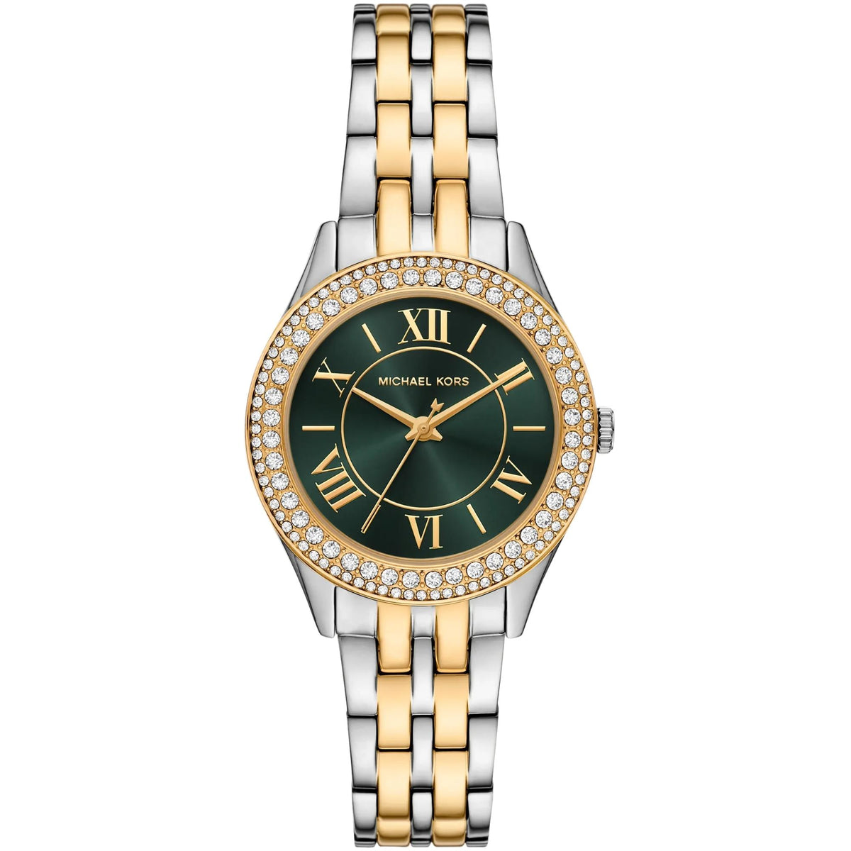 Michael Kors Harlowe Pavé 33mm Green Dial Steel Ladies Quartz Watch MK7654