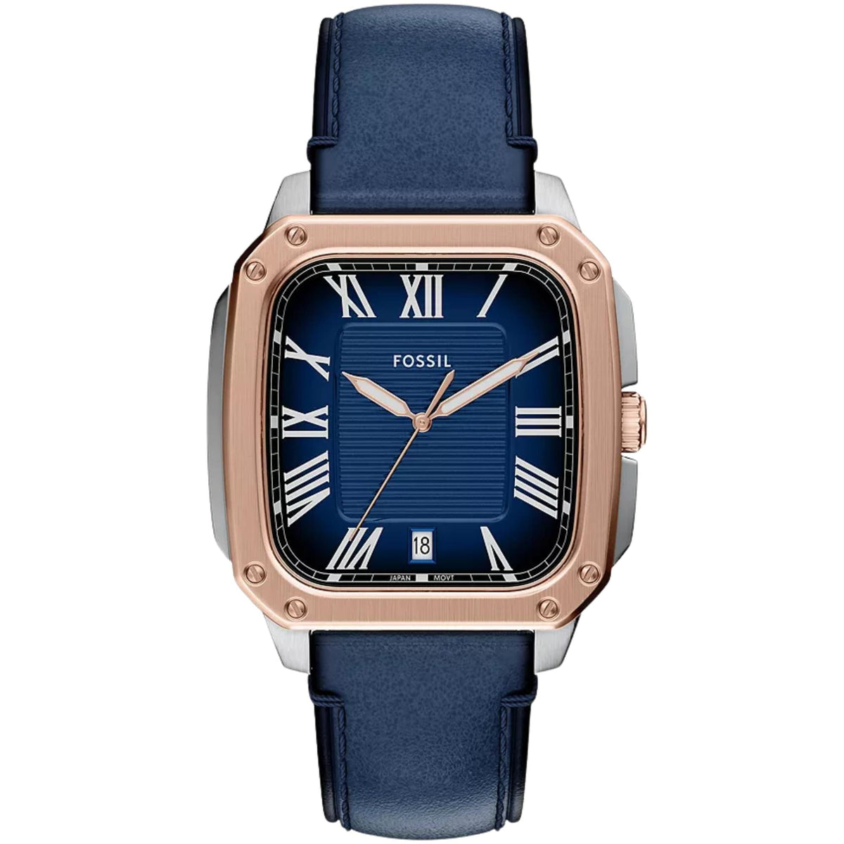 Fossil Crosby 42mm Blue Dial Leather Mens Quartz Watch FS6149