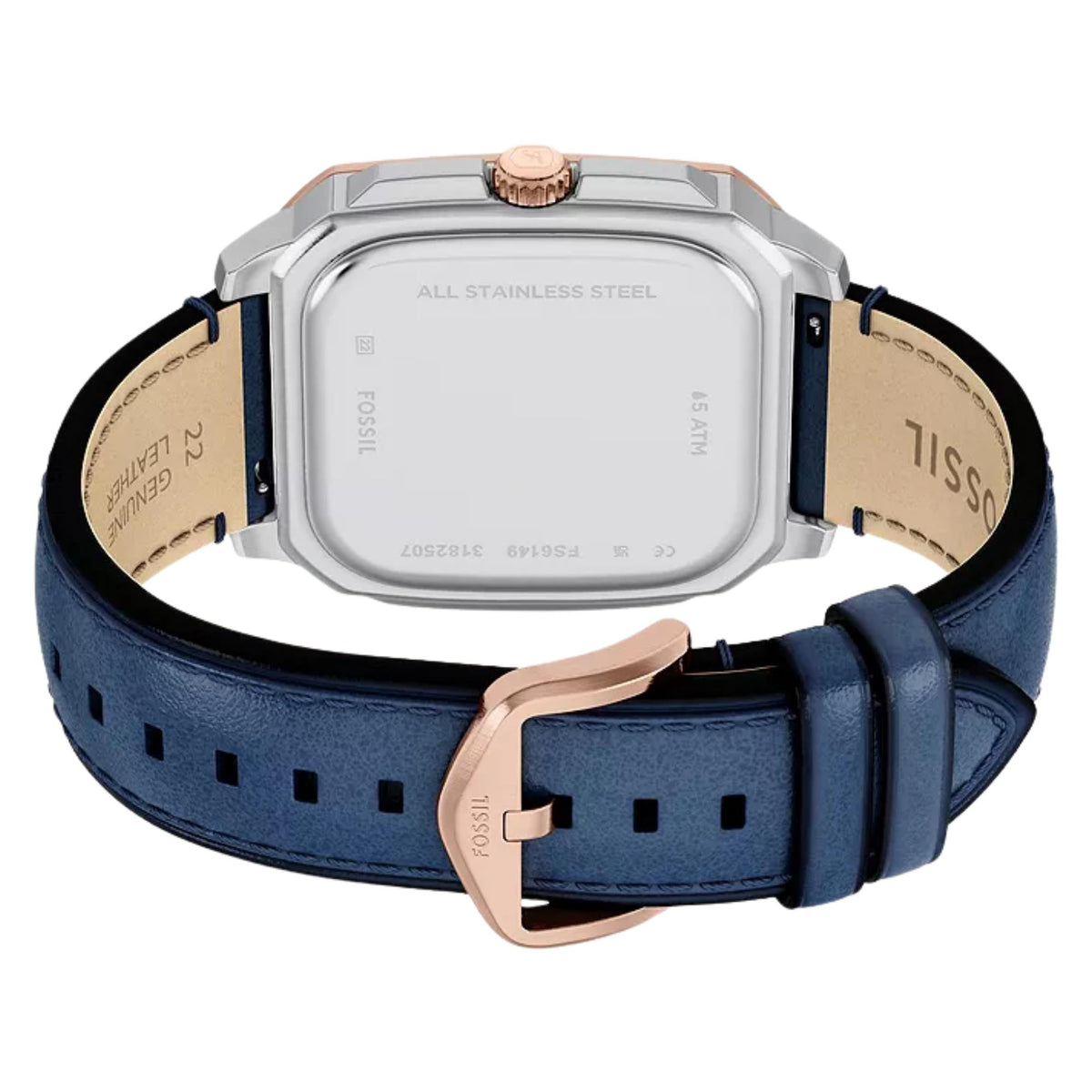 Fossil Crosby 42mm Blue Dial Leather Mens Quartz Watch FS6149