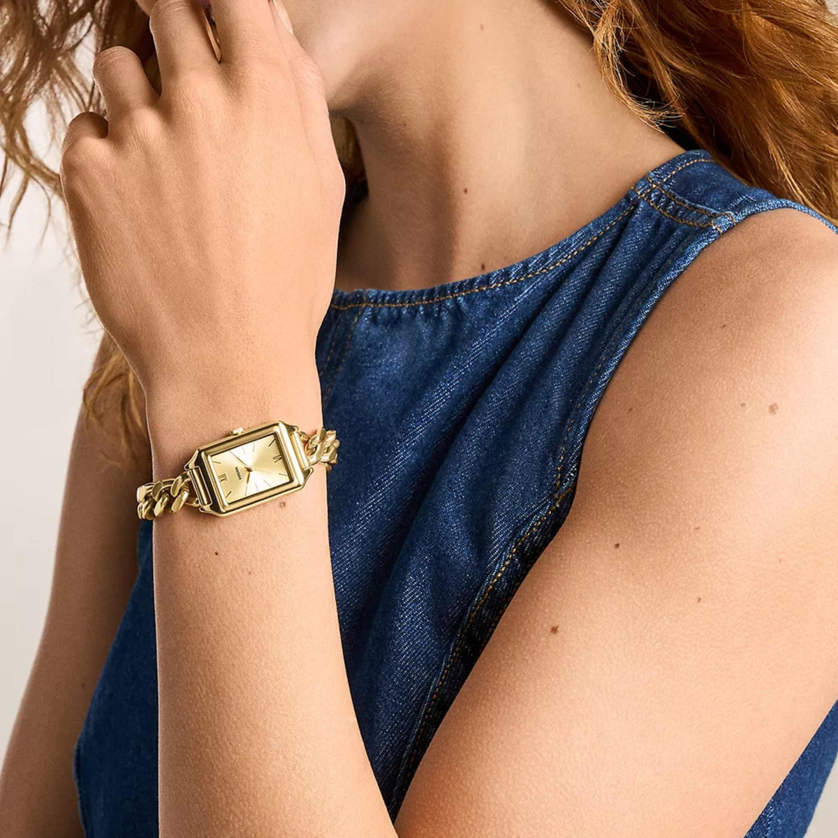 Fossil Raquel 23mm Gold Dial Steel Ladies Quartz Watch ES5478
