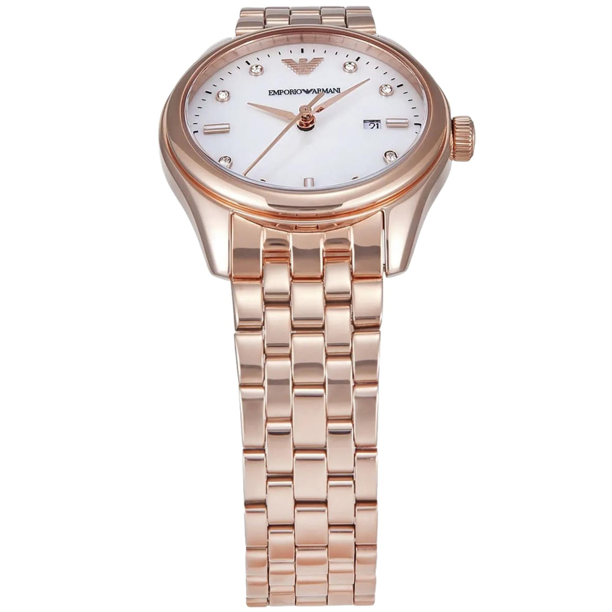 Emporio Armani Antonia 32mm Mother of Pearl Dial Rose Gold-Tone Steel Ladies Quartz Watch AR11615