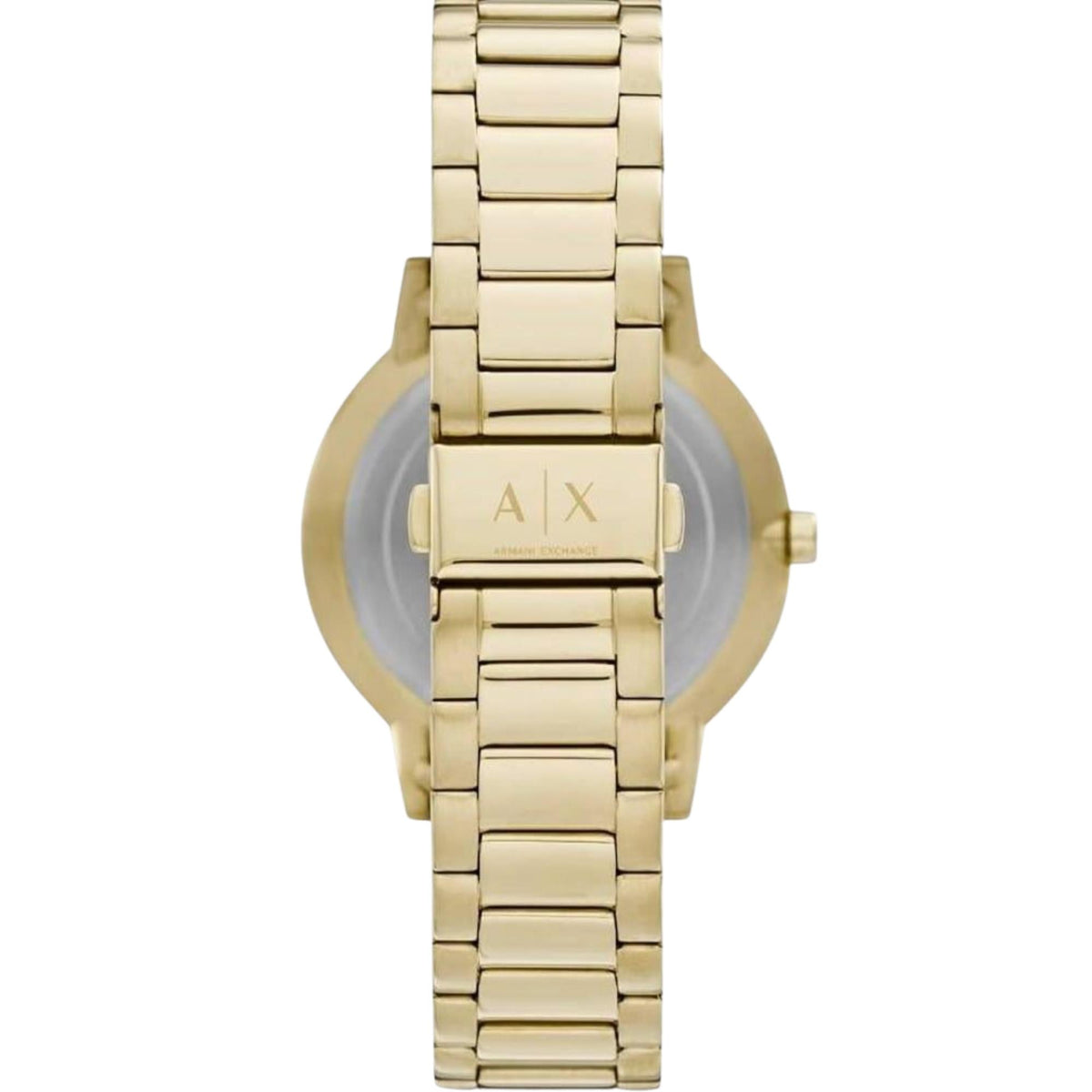 Armani Exchange Cayde 42mm Black Dial Yellow Gold-Tone Steel Mens Quartz Watch and Bracelet Gift Set AX7119