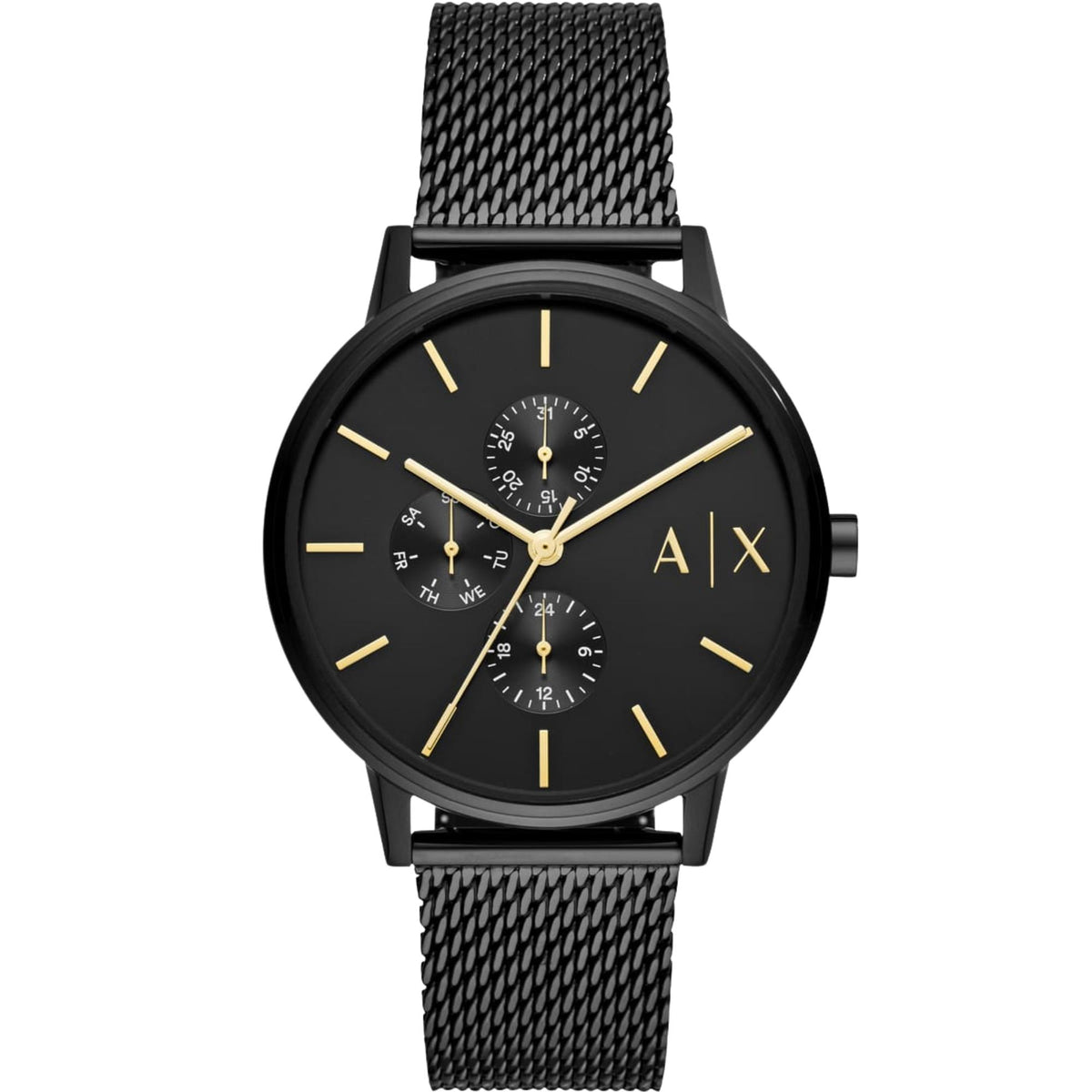 Armani Exchange Cayde 42mm Multifunction Black Dial Steel Mens Quartz Watch AX2716