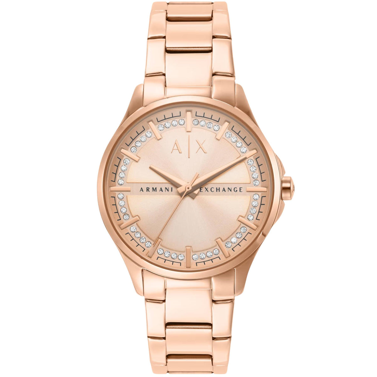 Armani Exchange Hampton 36mm Rose Gold-Tone Dial Steel Ladies Quartz Watch AX5264