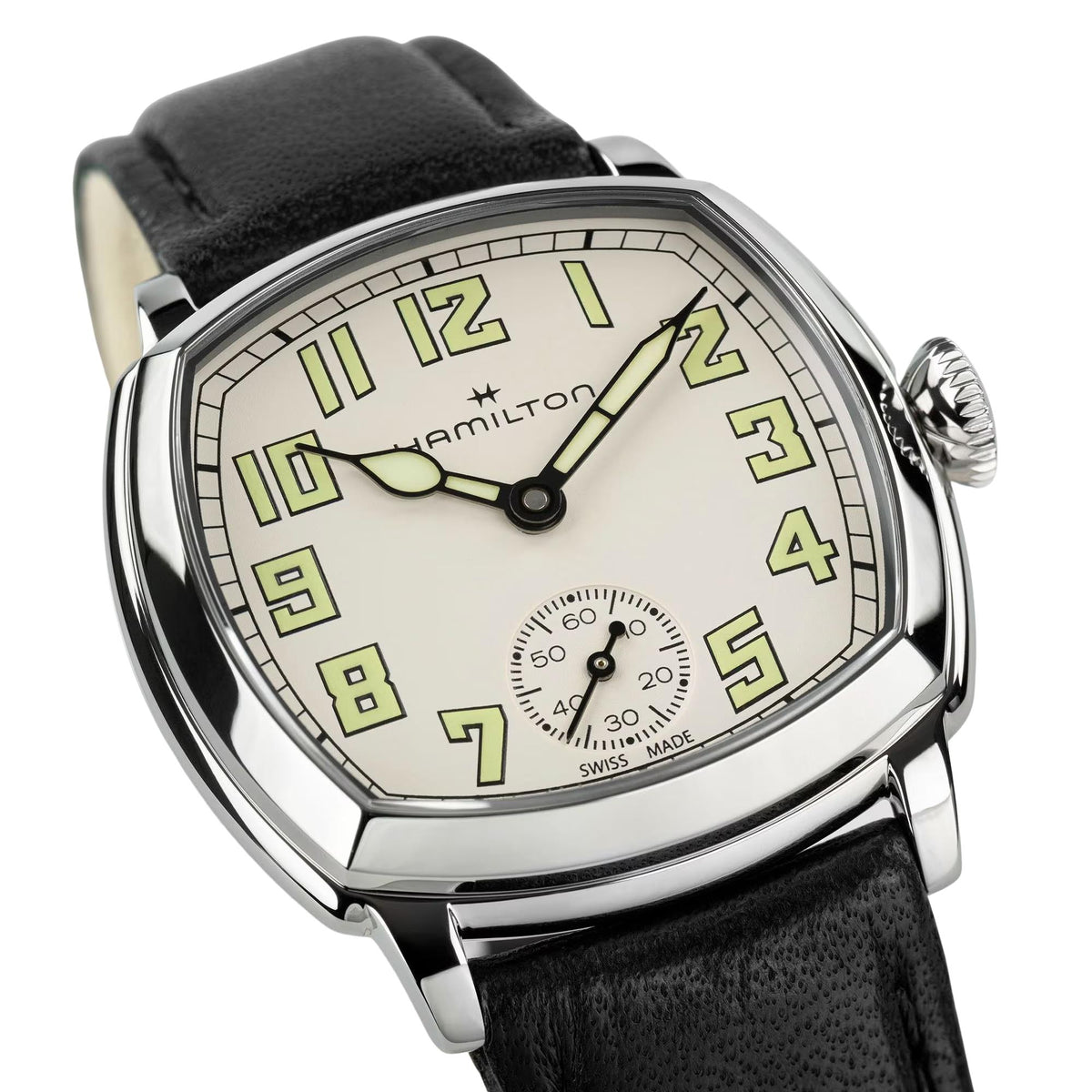 Hamilton American Classic Cushion 30mm Beige Dial Leather Manual-Wind Watch H36109720