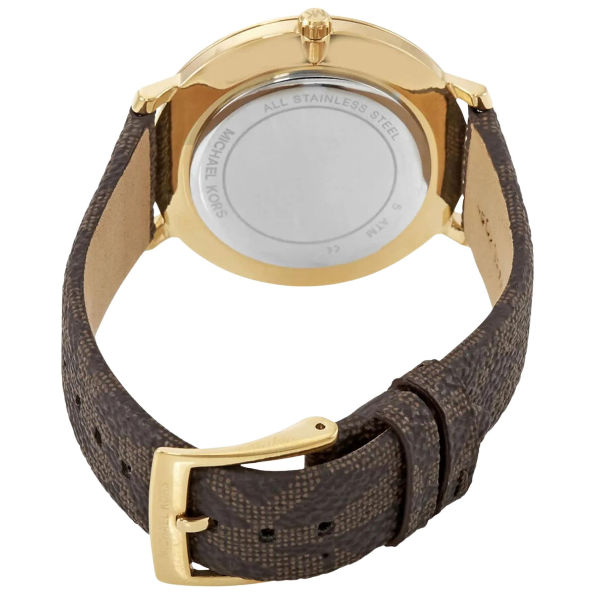 Michael Kors Pyper 38mm Silver Dial Yellow Gold-Tone Steel Leather Ladies Quartz Watch MK2857