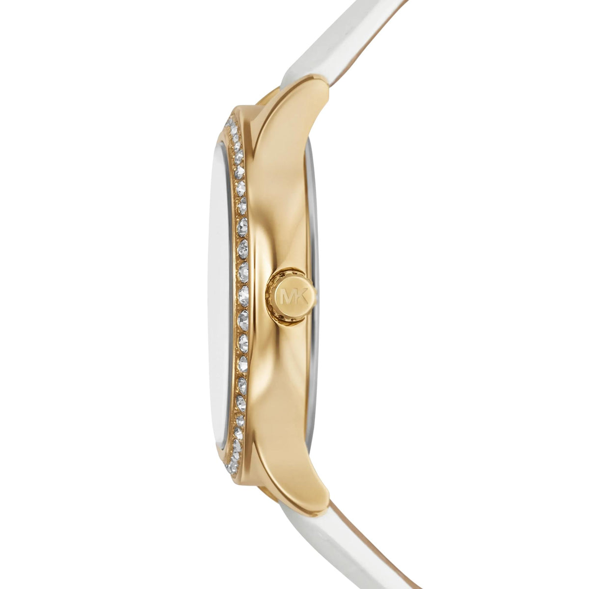 Michael Kors Sage Pavé 38mm Mother of Pearl Dial Yellow Gold-Tone Steel Leather Ladies Quartz Watch MK4818