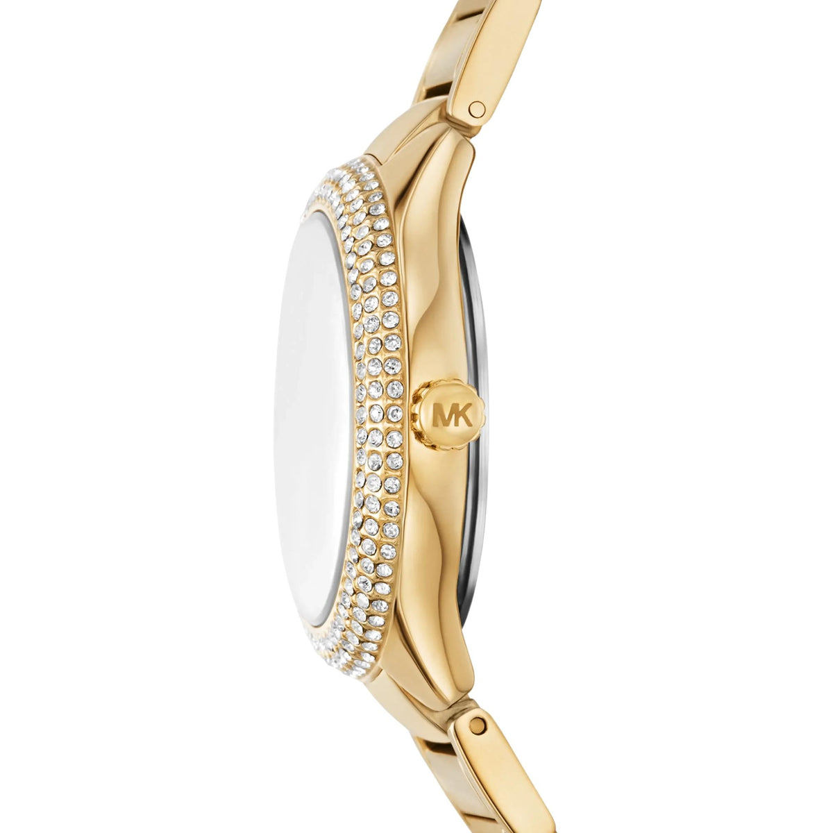 Michael Kors Mini Sylvia Pavé 33mm Silver Dial Yellow Gold-Tone Steel Ladies Quartz Watch MK4941