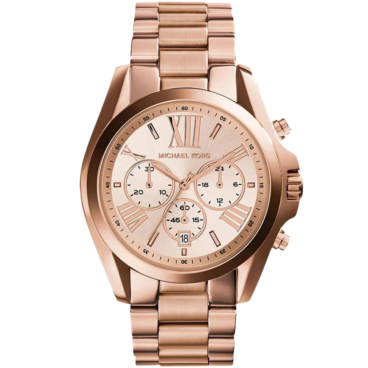 Michael Kors Bradshaw 43mm Chronograph Rose Gold Dial Rose Gold-Tone Steel Ladies Quartz Watch MK5503