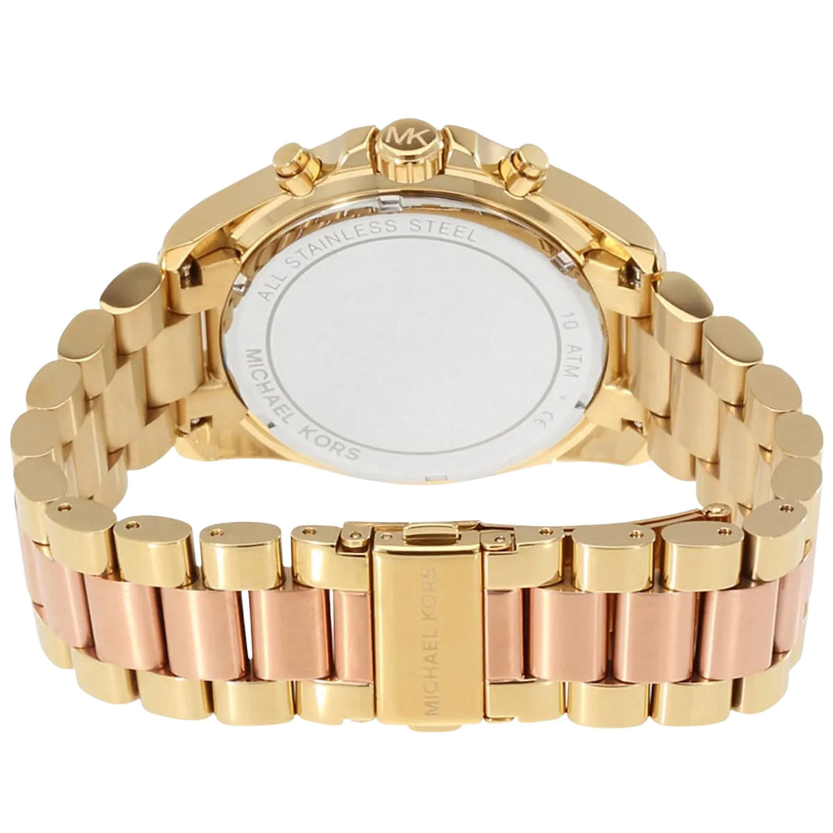 Michael Kors Bradshaw 43mm Chronograph Rose Gold Dial Yellow Gold-Tone Steel Ladies Quartz Watch MK6359