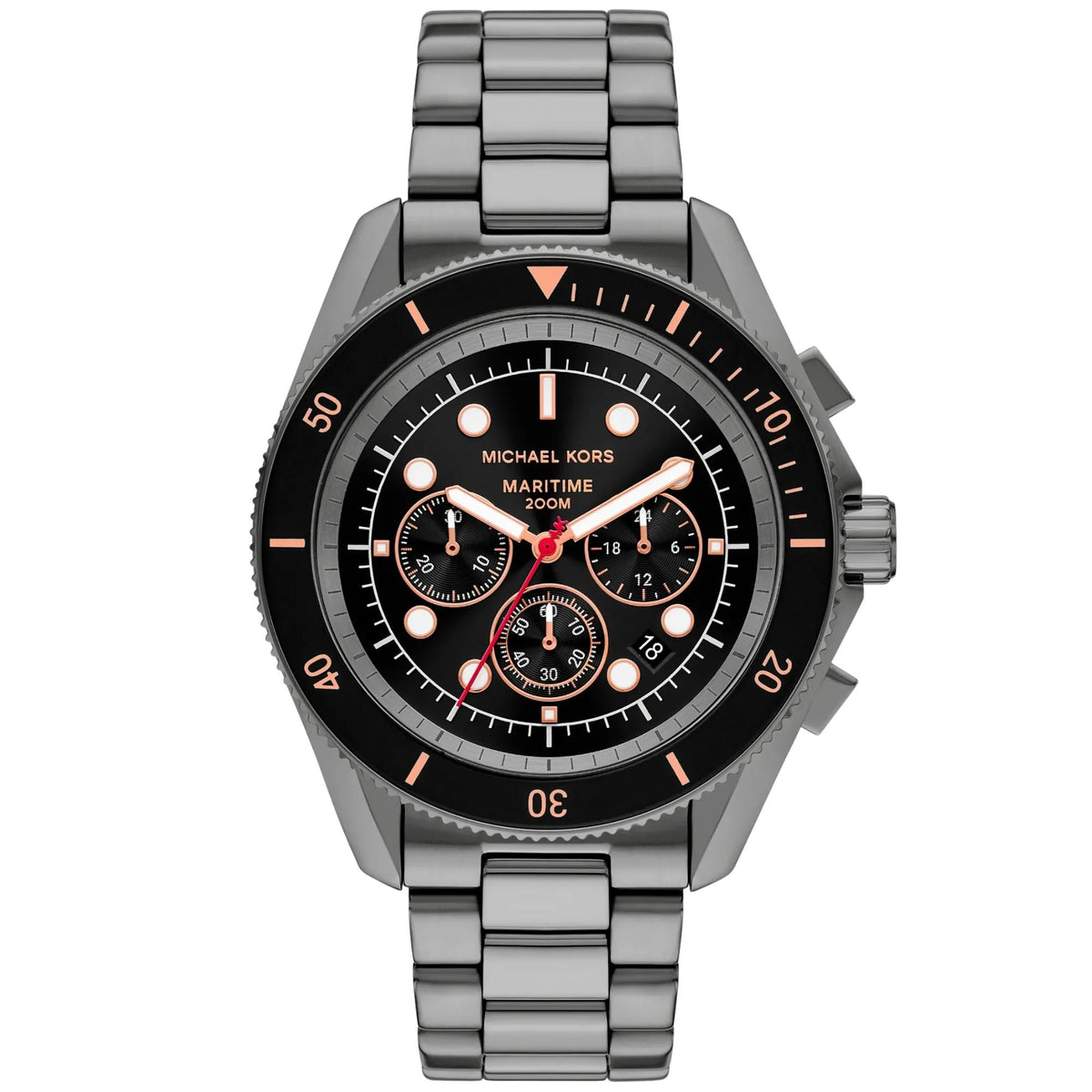 Michael Kors Maritime 45mm Chronograph Black Dial Steel Mens Quartz Watch MK9204