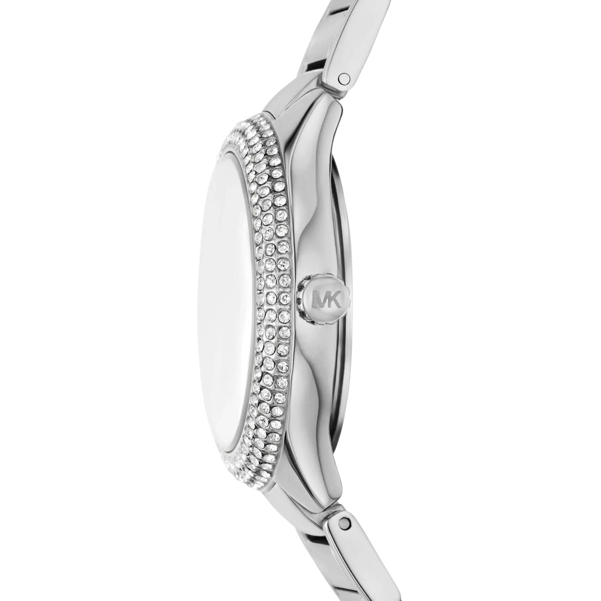 Michael Kors Mini Sylvia Pavé 33mm Mother of Pearl Dial Steel Ladies Quartz Watch and Bracelet Gift Set MKO9019SET