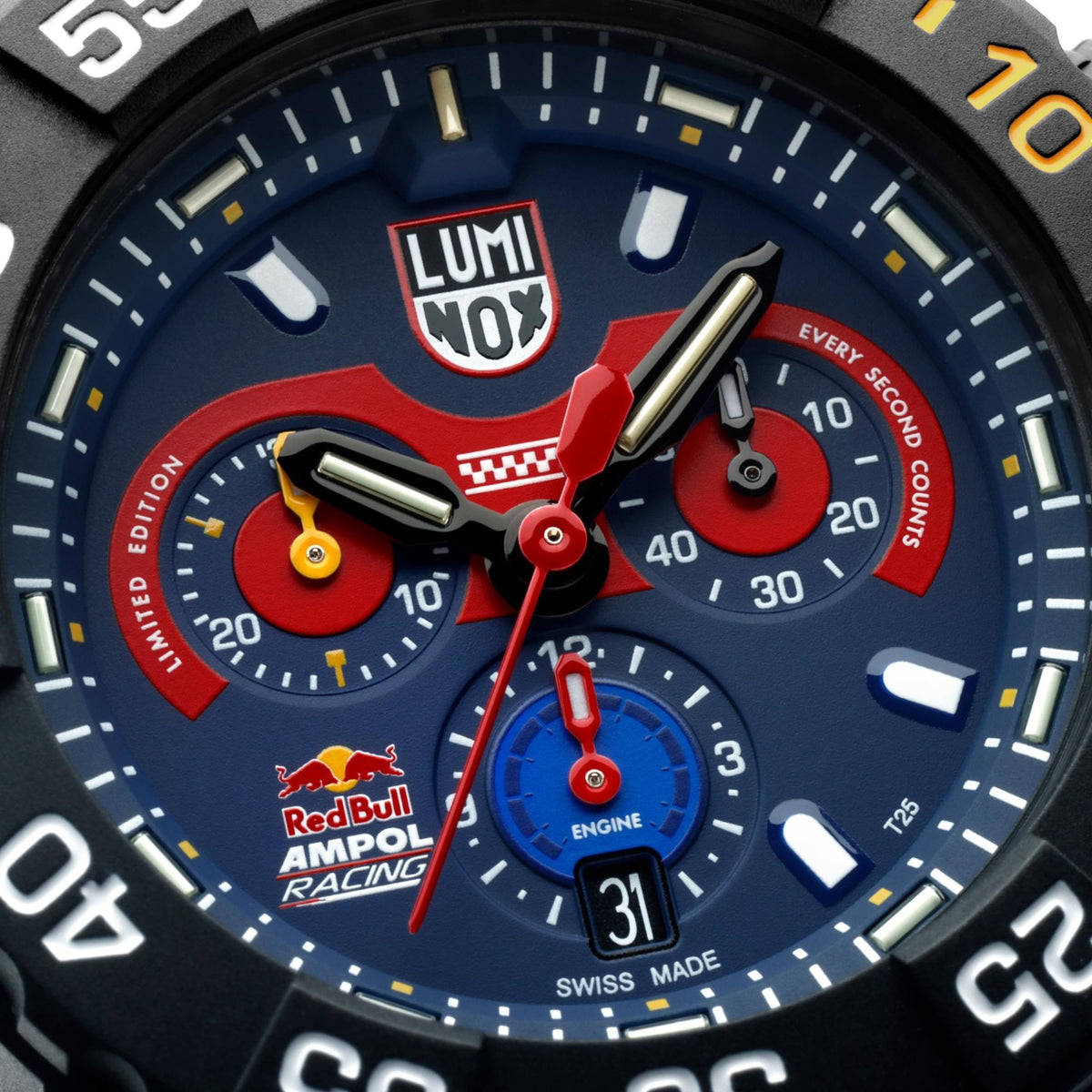 Luminox Navy SEAL 'Red Bull Ampol Racing' 3580 Series 45mm Limited Edition Blue Dial Ruber Mens Quartz Watch XS.3581.ARB.N