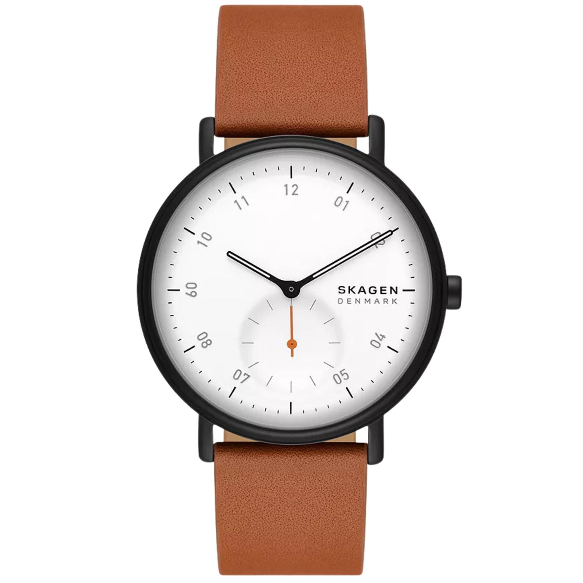 Skagen Kuppel 44mm White Dial Leather Mens Quartz Watch SKW6889