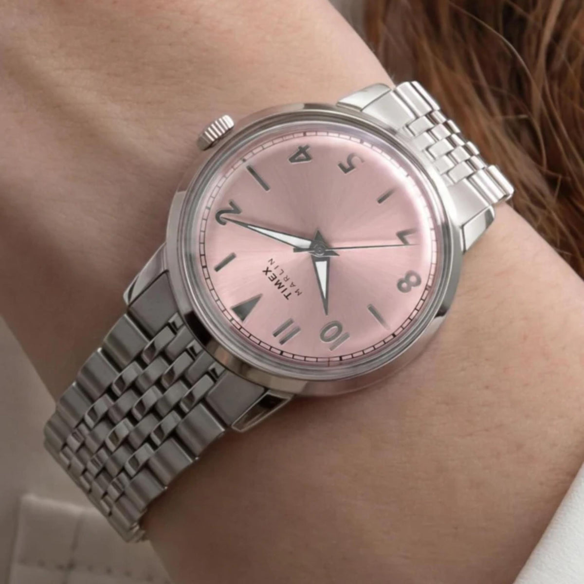 Timex Marlin 34mm Pink Dial Steel Quartz Watch TW6A03900