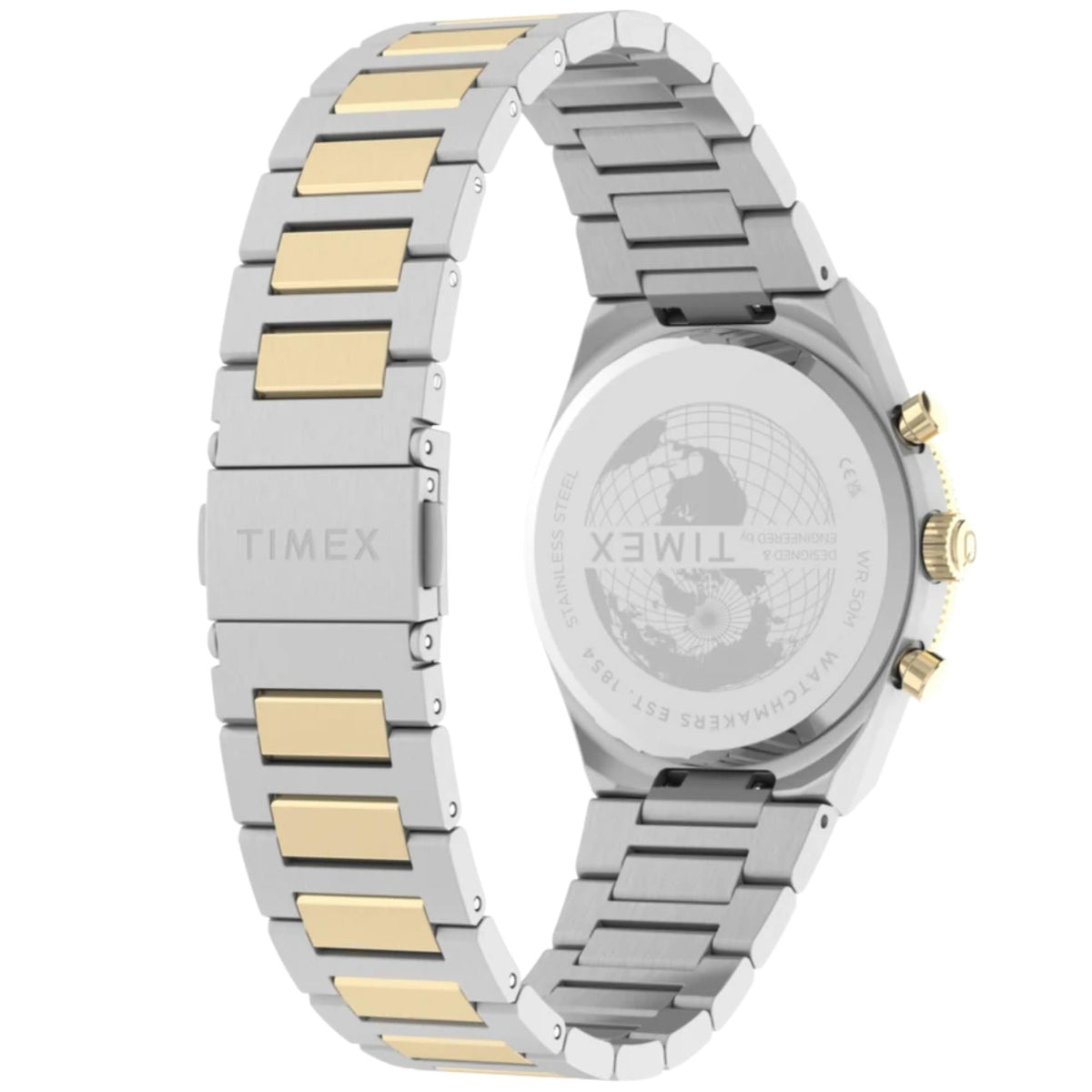 Timex Q Timex Continental 36mm Chronograph Gold Dial Two-Tone Steel Quartz Watch TW2Y92300