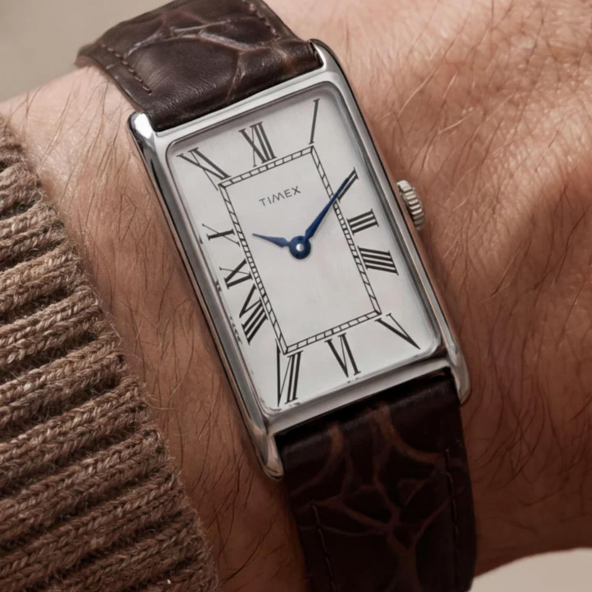 Timex Reissue 1976 Lexington 21mm Silver Dial Leather Quartz Watch TW2Y88200