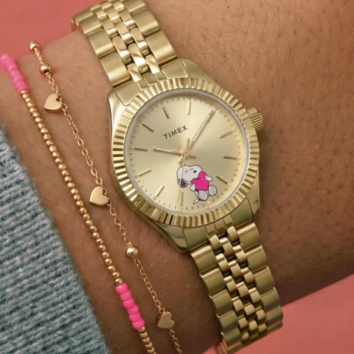 Timex Peanuts x Legacy 25mm Gold Dial Yellow Gold-Tone Steel Ladies Quartz Watch TW6A07400