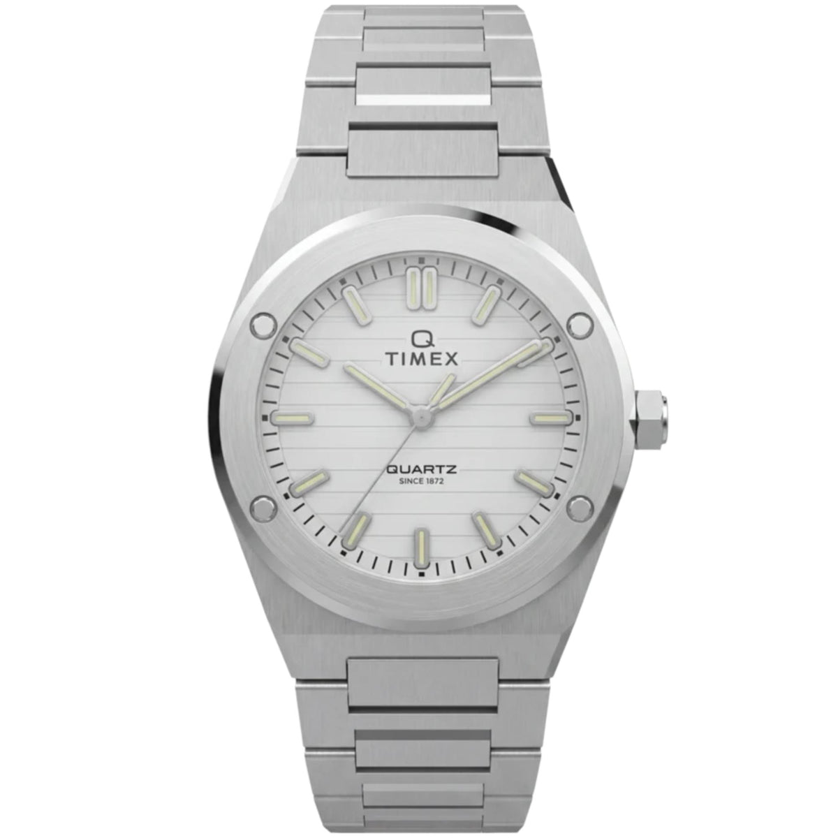 Timex Q Timex Marbella 34mm Silver Dial Steel Ladies Quartz Watch TW2Y81800