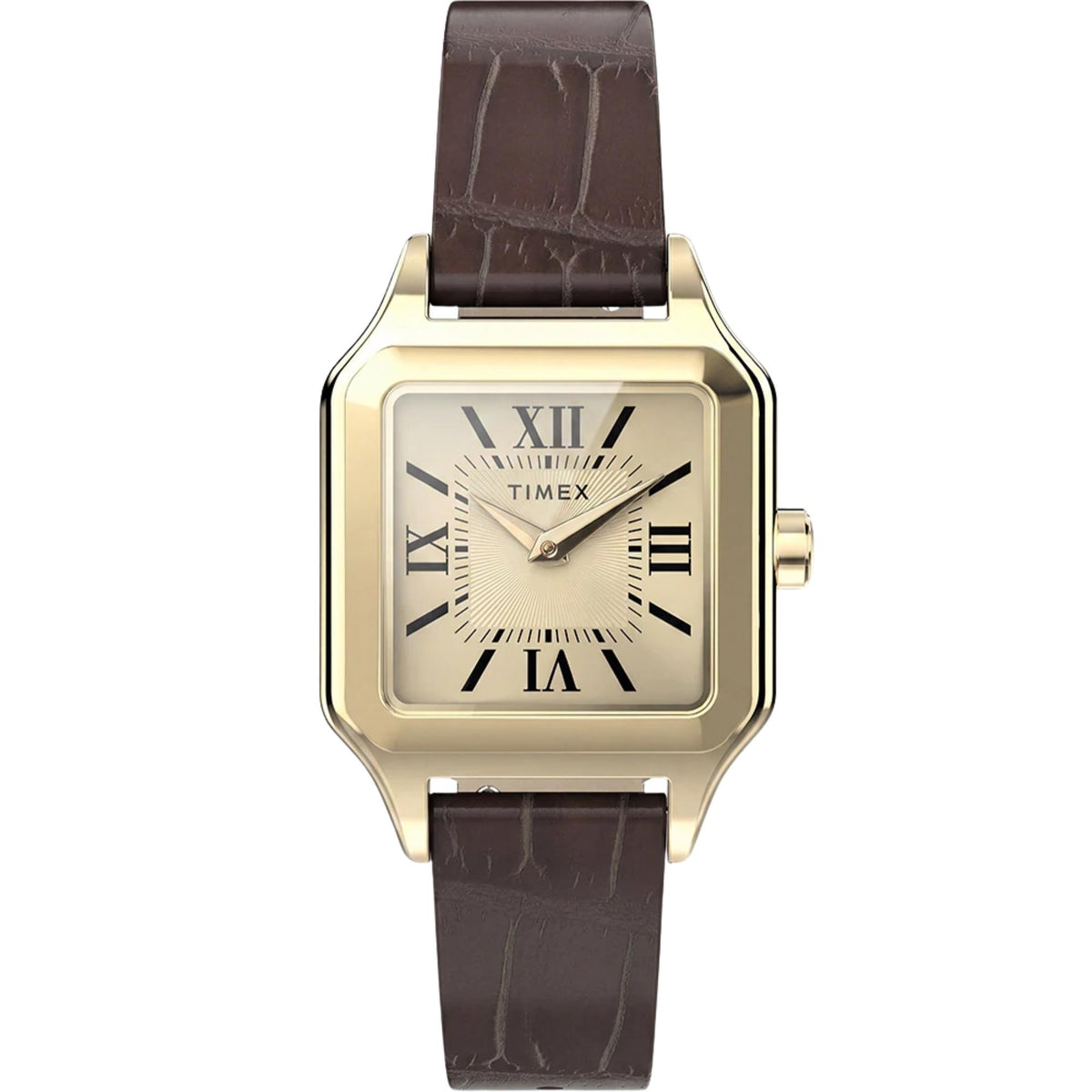 Timex Trend Addison 23mm Champagne Dial Yellow Gold-Tone Steel Leather Ladies Quartz Watch TW2Y90700