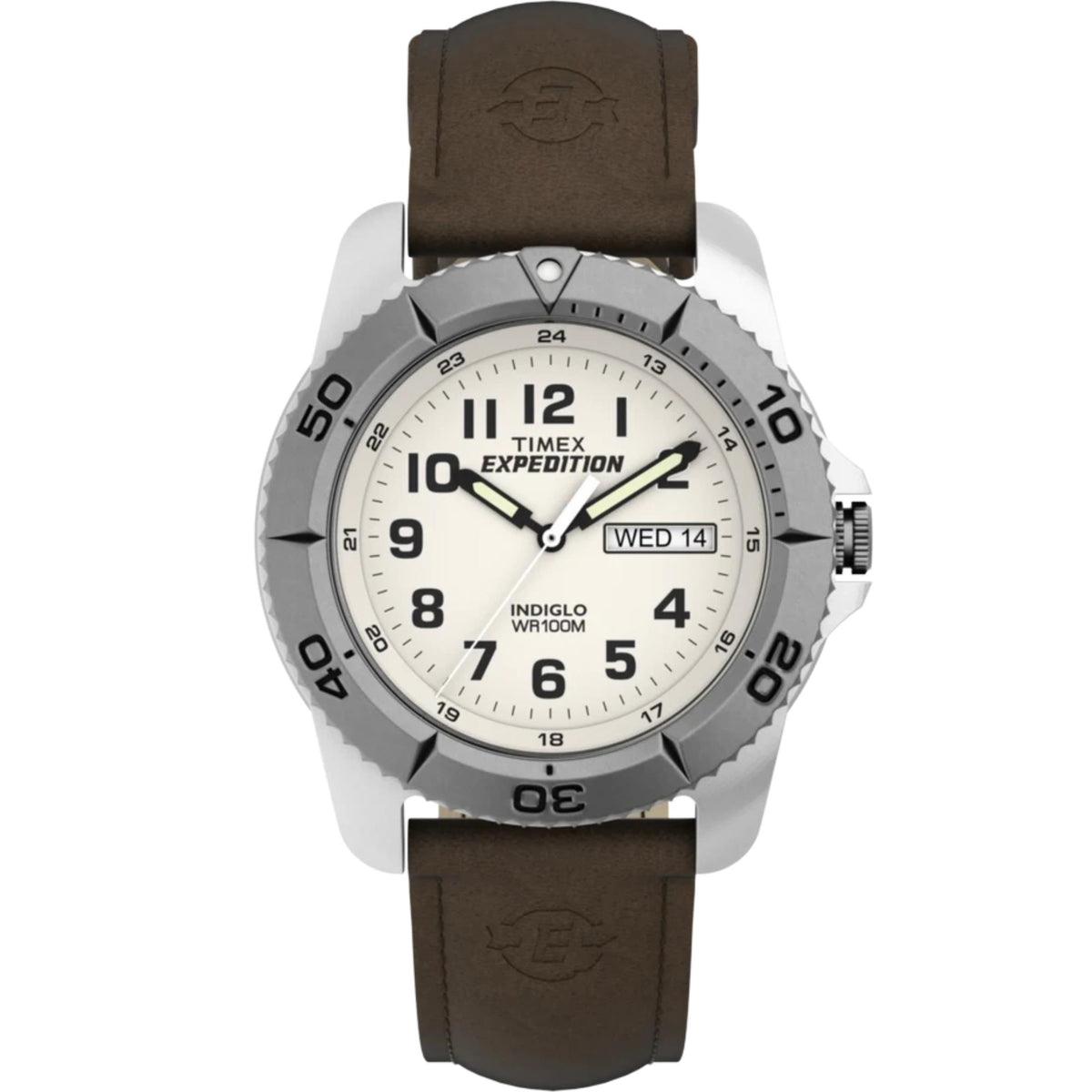Timex Expedition 40mm Cream Dial Leather Mens Quartz Watch T46681