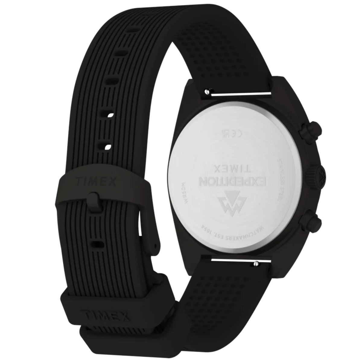 Timex Expedition Capstone 41mm Chronograph Black Dial Silicone Mens Quartz Watch TW2Y61000