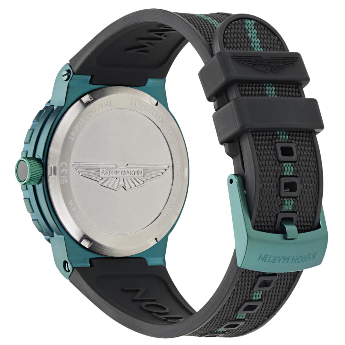 Aston Martin Icon MNF 40mm Green Dial Rubber Mens Quartz Watch MTIM1F605