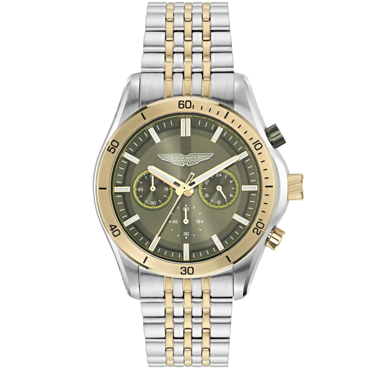 Aston Martin Thrill CLP 45mm Chronograph Green Dial Steel Mens Quartz Watch MTRL1F608
