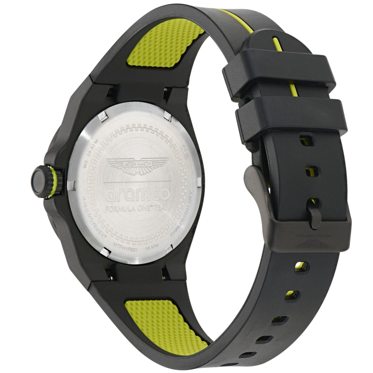 Aston Martin Aramco Formula One Team SHD 38mm Black Dial Silicone Mens Quartz Watch MTFH1F601