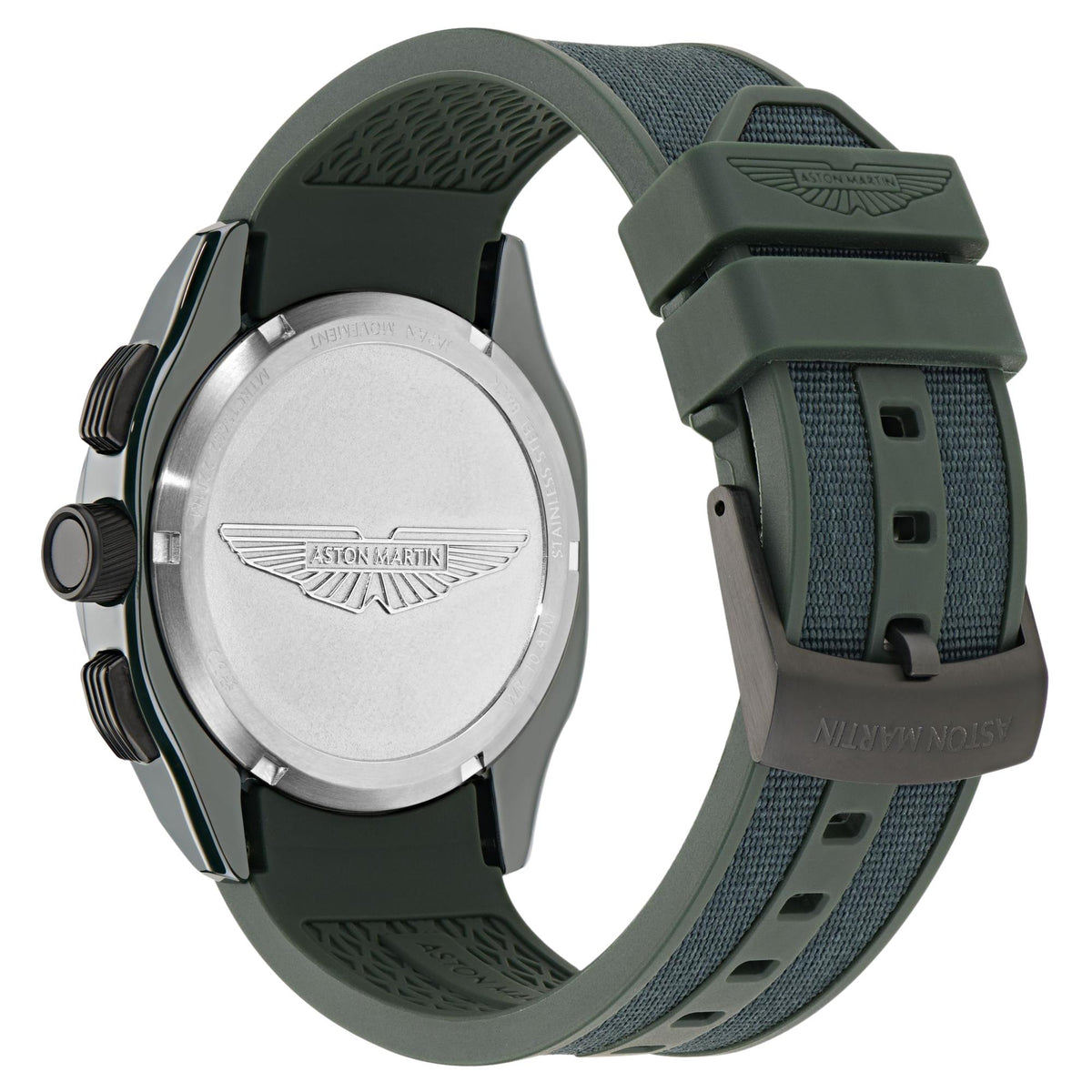 Aston Martin Thrill CRT 42mm Chronograph Green Dial Silicone Mens Quartz Watch MTRC2F602