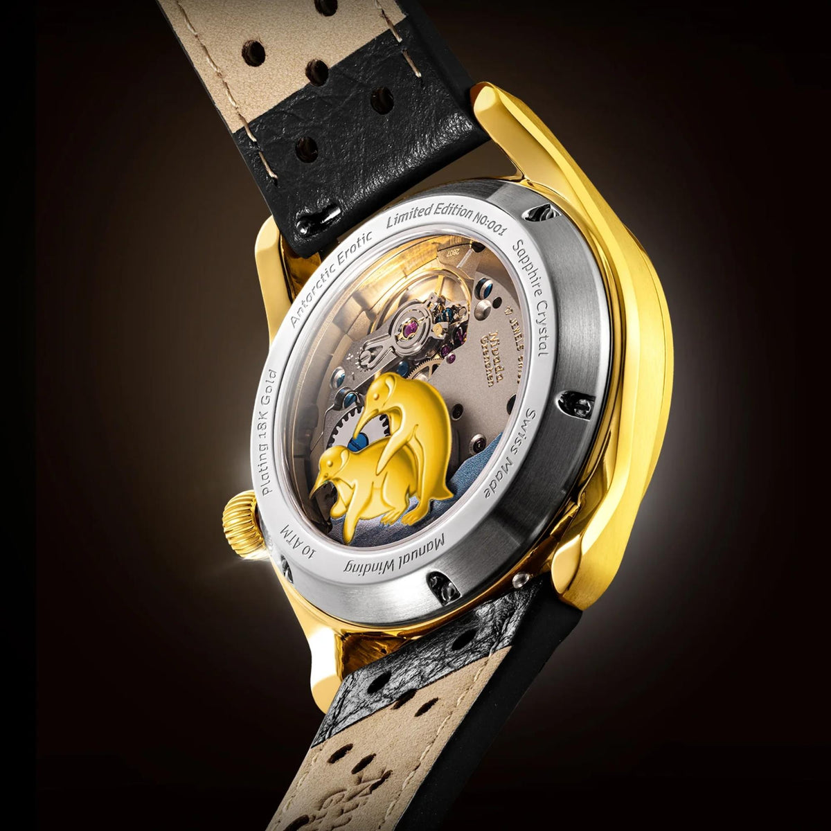 Nivada Grenchen Antarctic Erotic Gold 38mm White Dial 18ct Yellow Gold-Plated Steel Leather Mens Manual-Wind Watch 320697M10