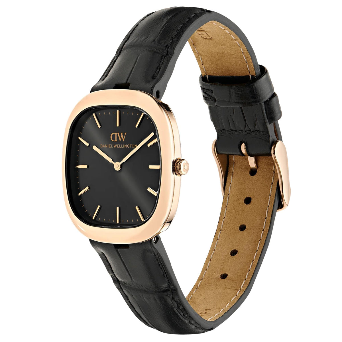 Daniel Wellington Cort 30mm Black Dial Rose Gold-Tone Steel Leather Ladies Quartz Watch DW00100987