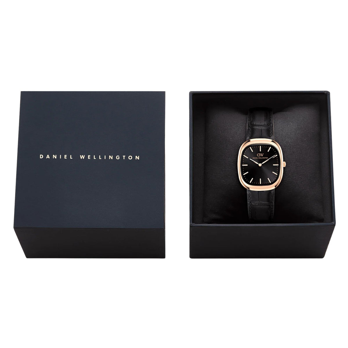 Daniel Wellington Cort 30mm Black Dial Rose Gold-Tone Steel Leather Ladies Quartz Watch DW00100987