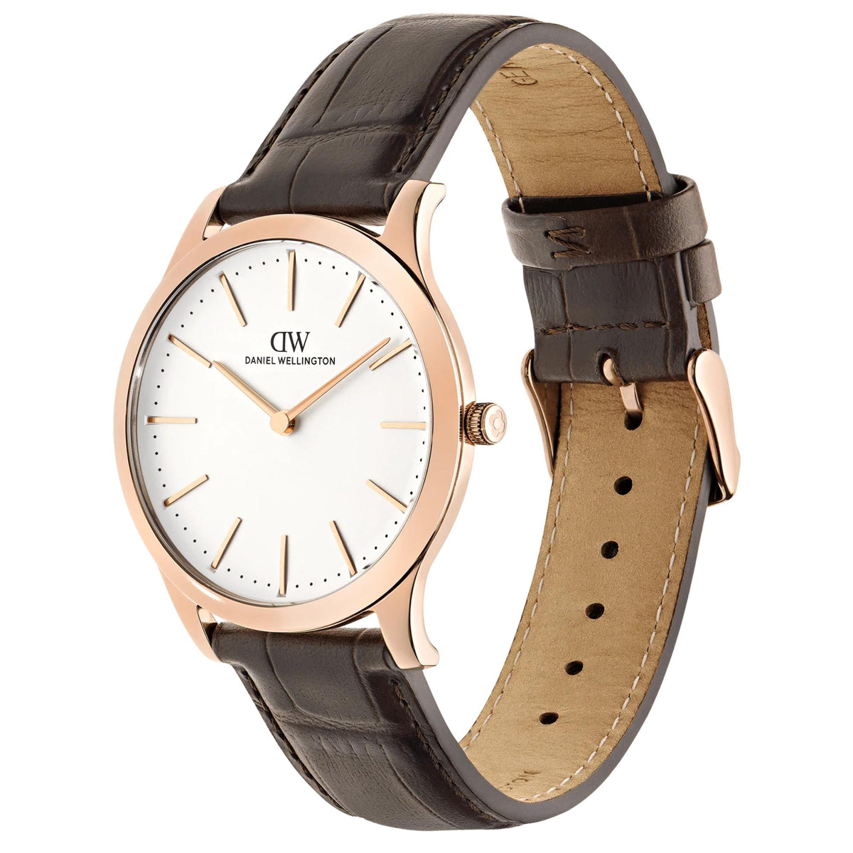 Daniel Wellington Pathfinder 39mm GMT White Dial Rose Gold-Tone Steel Leather Mens Quartz Watch DW00100984